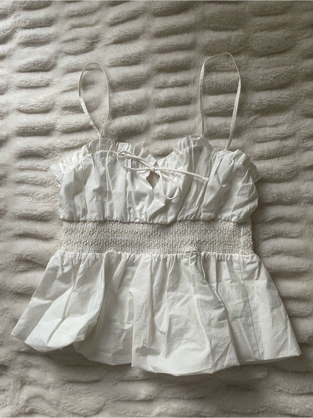 ASTR The Label White Peplum Top